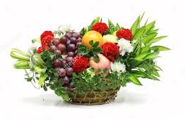 3 kg fruits and 15 flowers basket