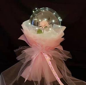 Single Pink rose Inside a transparent balloons with led lights