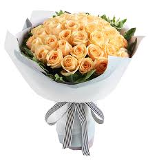 60 pretty peach roses hand bouquet