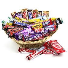 Assorted chocolates in a basket