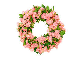 A wreath of roses and assorted flowers