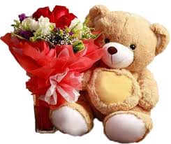 1 feet teddy with 12 roses bouquet