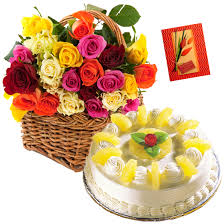 Arrangement of 20 roses and 1 kg cake