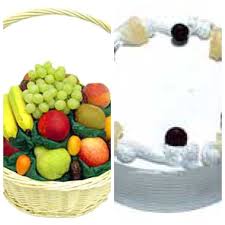 3 kg fruits and 1/2 kg cake