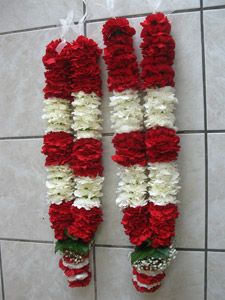 Wedding ceremony ritual traditional jaimala with fresh red roses for bride and groom