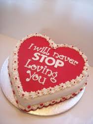 1 kg cake in heart shape with icing i will never stop loving you