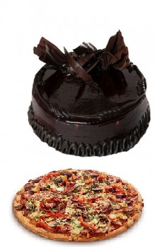 Medium Domino Veg Pizza with 1/2 Kg Chocolate Cake