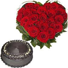 1 Kg Cake 25 red roses Heart